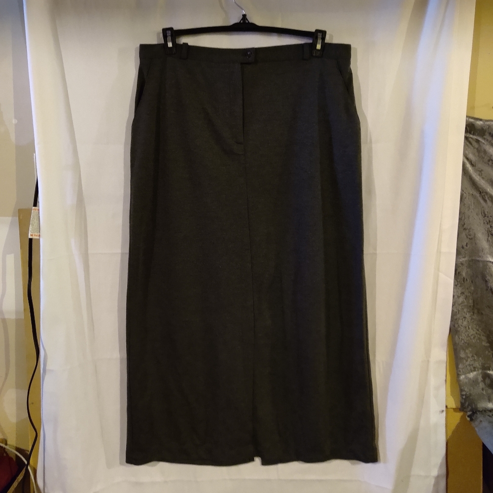 M.D.L. Women's Grey Knit Pencil Maxi Skirt Size 18